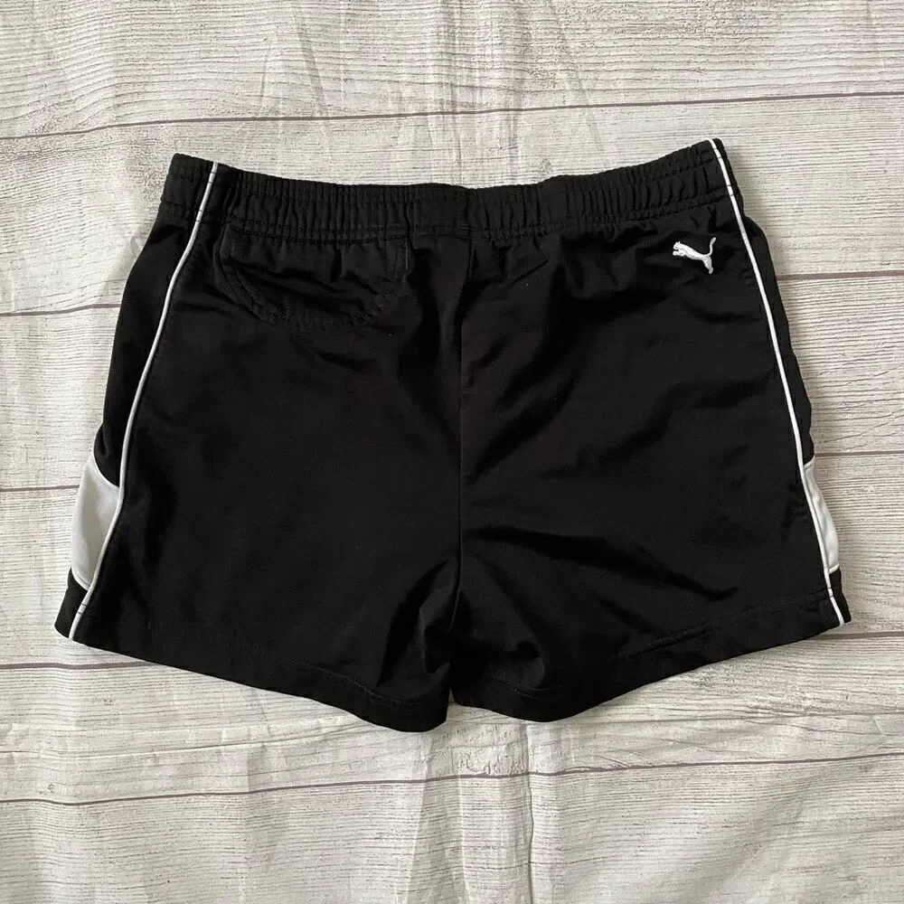 Puma sport lifestyle women S pull on athletic shorts w/ elastic waist B&W
